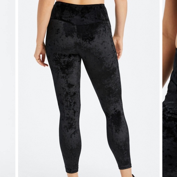 NWT Fabletics Women's Crushed Velour Crossover Leggings Black Size L Yoga - Picture 2 of 9